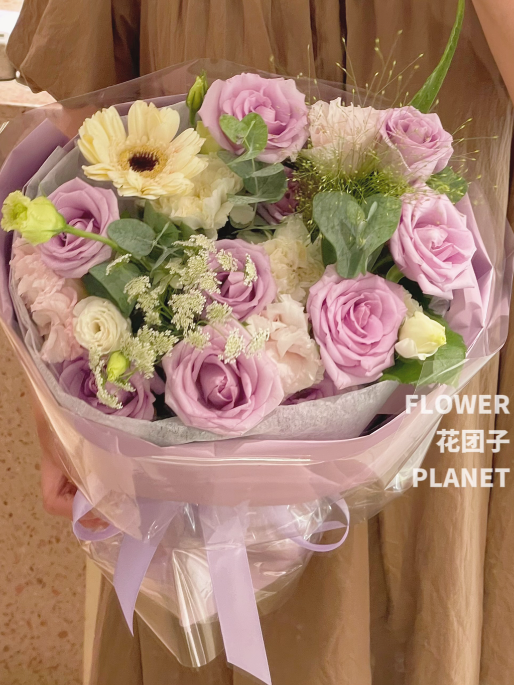 Purle Roses Mixed Flower Bouquet（L Size）