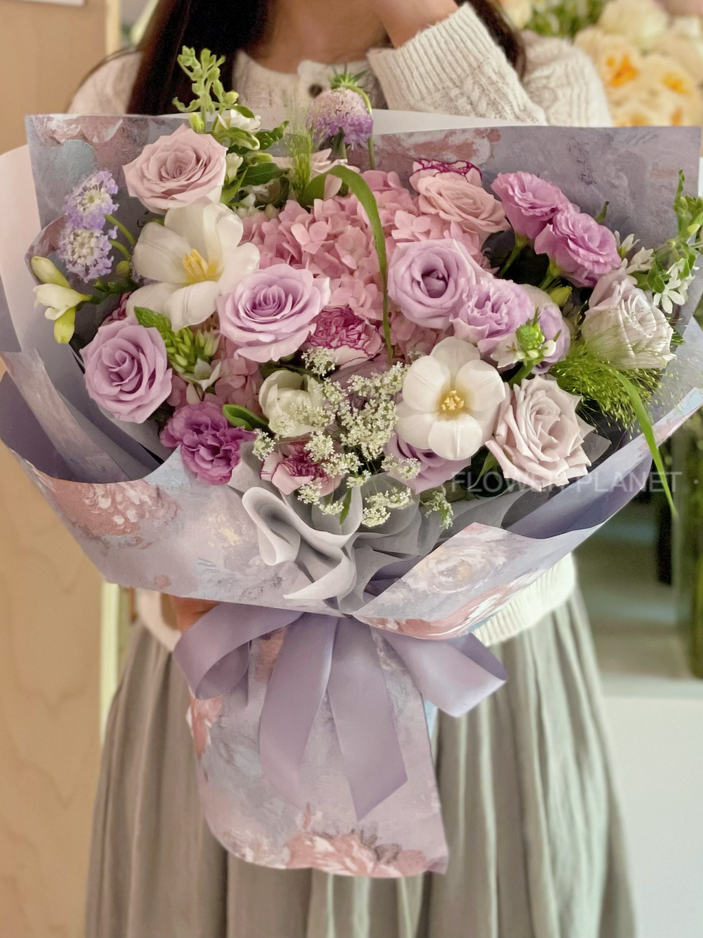 Purple Roses&Hydrangea Bouquet（XL Size）